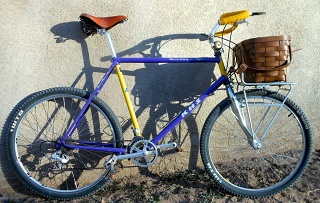 Circa 1988 KHS mountain bike utility build with Nitto moustache bars and stem shifters. The frame later went to a friend in Albuquerque but was stolen at the University of New Mexico campus. 