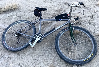 The Moots YBB post drop bar and steel fork conversion. August 2026; eastern Navajo reservation. 